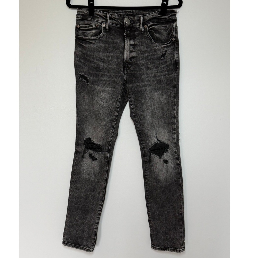 American Eagle Next Level Flex Skinny Jeans Black Distressed 31x32 6540503668